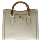 Gucci Diana Bamboo GG Marmont Leather 2-Way Shoulder Bag White
