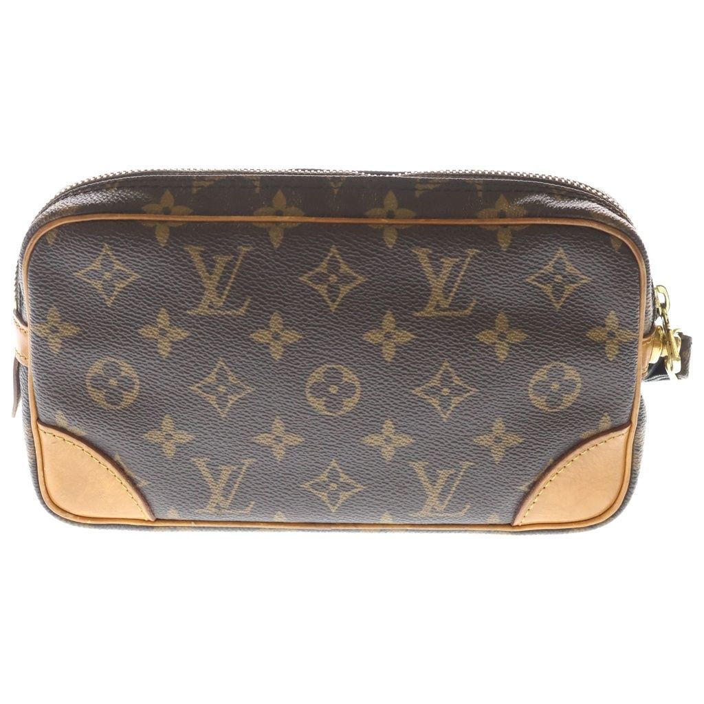 Louis Vuitton Marly Dragonne PM Monogram Leather Pouch Clutch Brown — view 2