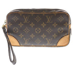 Louis Vuitton Marly Dragonne PM Monogram Leather Pouch Clutch Brown