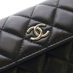 Chanel Quilted CC Logo Lambskin Gold Faux Pearl Chain Wallet Shoulder Bag Black — view 7