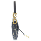 Dior Oblique Saddle Bag Canvas Gold 2-Way Mini Navy — view 3