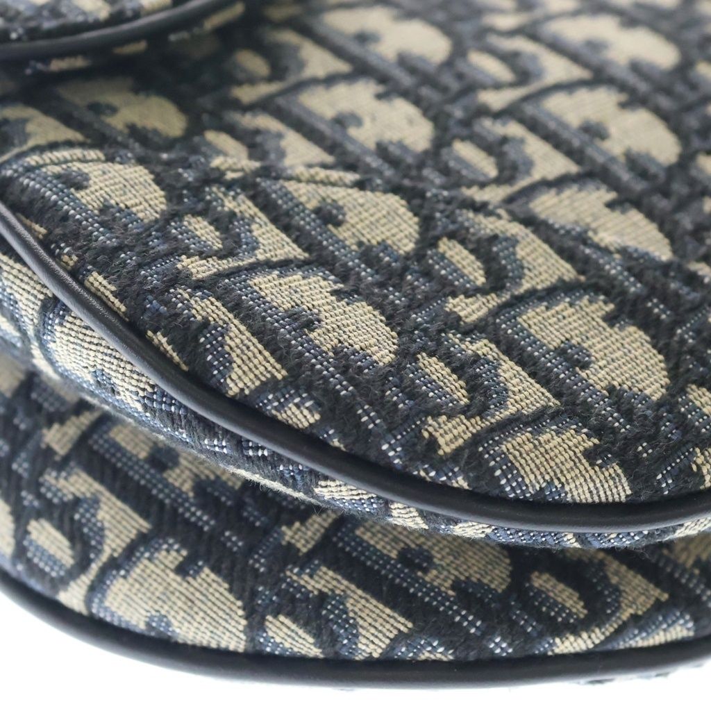 Dior Oblique Saddle Bag Canvas Gold 2-Way Mini Navy — view 5