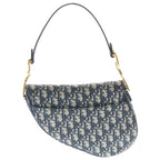 Dior Oblique Saddle Bag Canvas Gold 2-Way Mini Navy — view 2