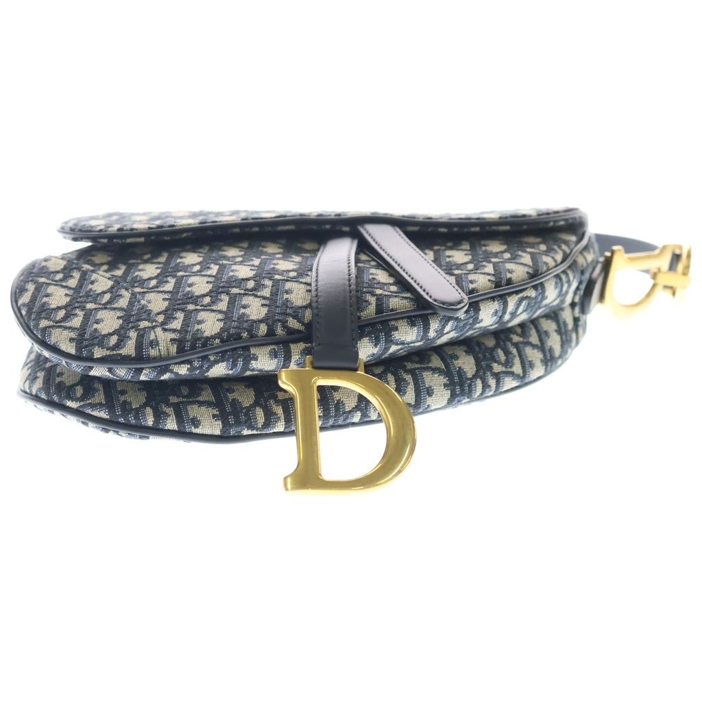 Dior Oblique Saddle Bag Canvas Gold 2-Way Mini Navy — view 4