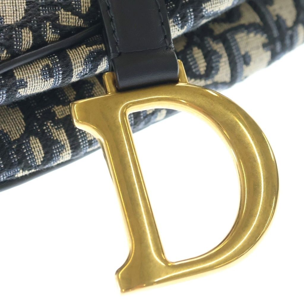 Dior Oblique Saddle Bag Canvas Gold 2-Way Mini Navy — view 6