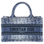 Dior Oblique Book Tote Mini Denim Canvas 2-Way Shoulder Bag Blue