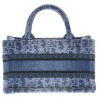 Dior Oblique Book Tote Mini Denim Canvas 2-Way Shoulder Bag Blue — view 2