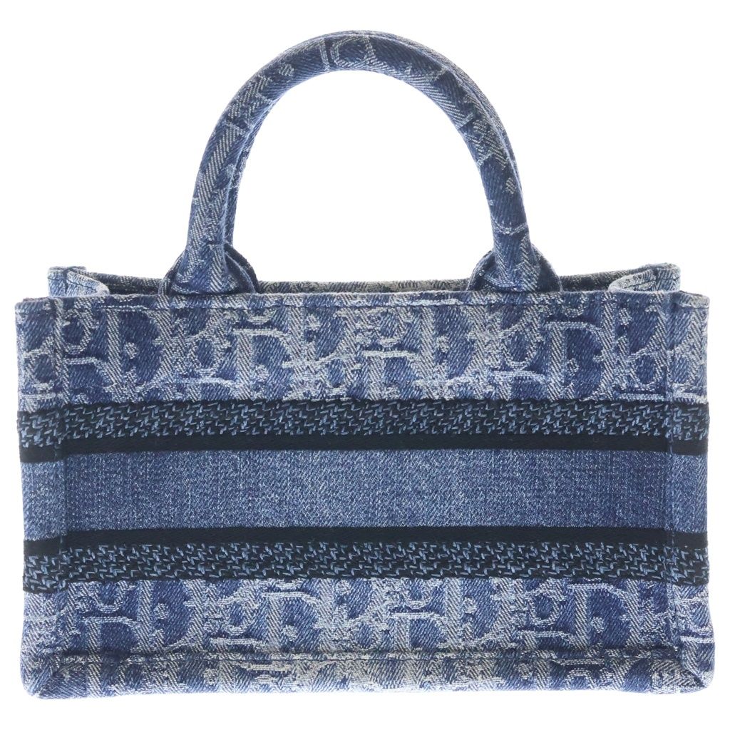Dior Oblique Book Tote Mini Denim Canvas 2-Way Shoulder Bag Blue — view 2