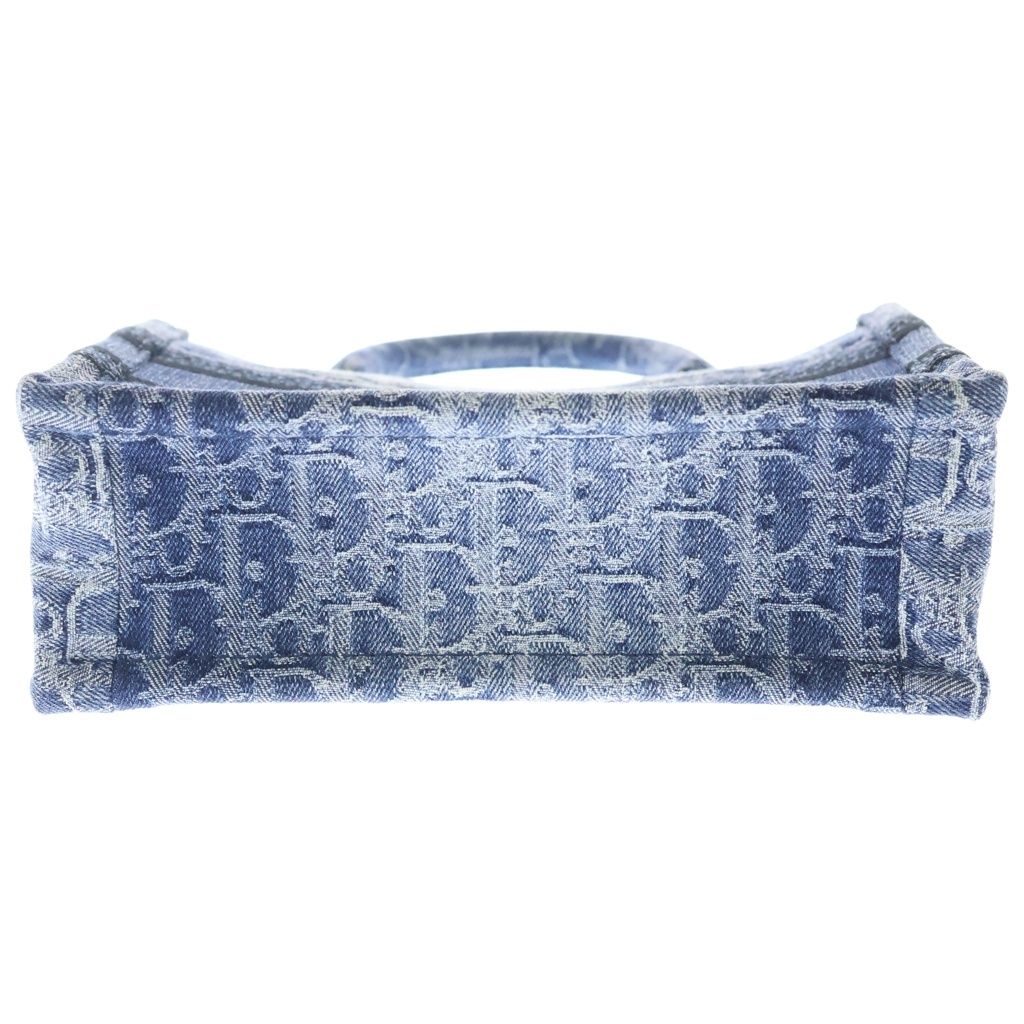 Dior Oblique Book Tote Mini Denim Canvas 2-Way Shoulder Bag Blue — view 4