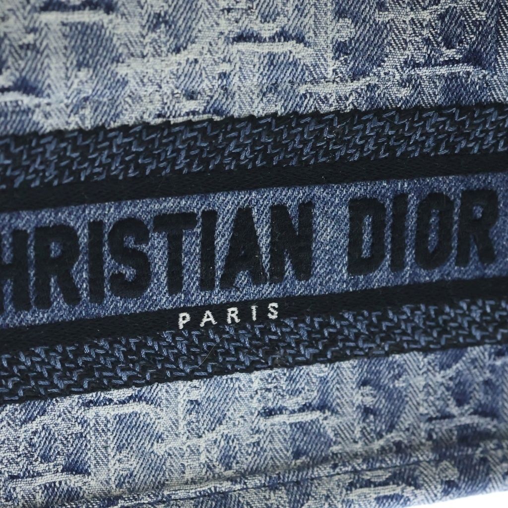 Dior Oblique Book Tote Mini Denim Canvas 2-Way Shoulder Bag Blue — view 6