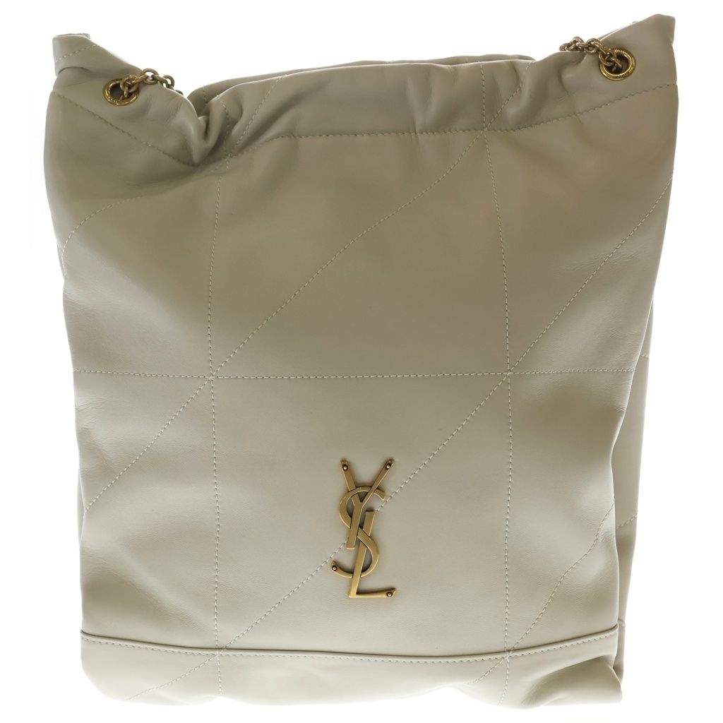 Saint Laurent Paris Jamie Leather Chain Tote Shoulder Bag Ivory White Beige