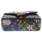 Gucci GG Marmont Mini Top Handle Floral Pattern Satin 2-Way Shoulder Bag Black — view 4