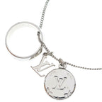 Louis Vuitton Ring Necklace Monogram Metal Silver Pendant Chain