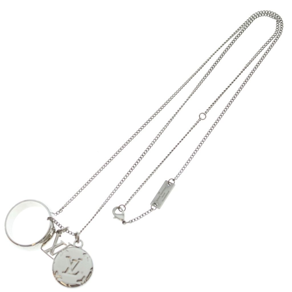 Louis Vuitton Ring Necklace Monogram Metal Silver Pendant Chain — view 2