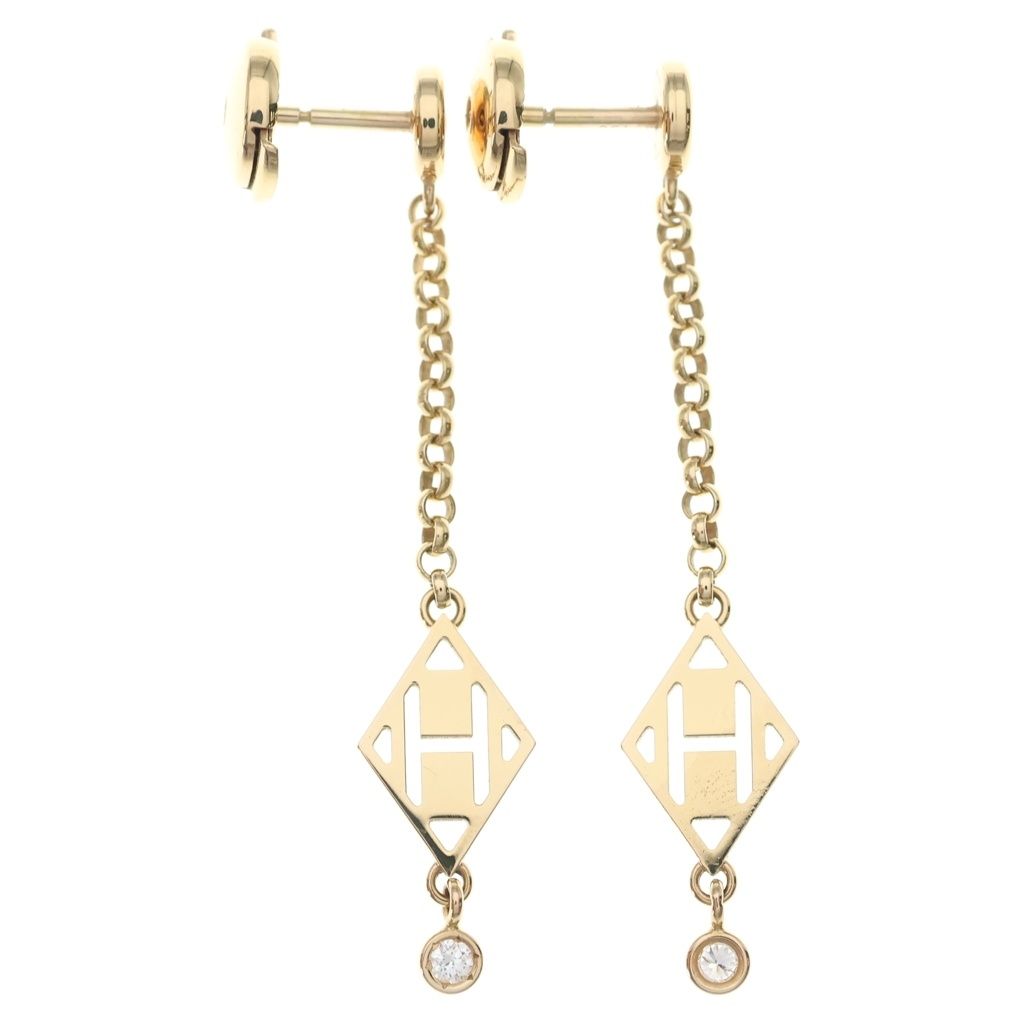 Hermes Gambard Earrings Diamond Gold — view 2