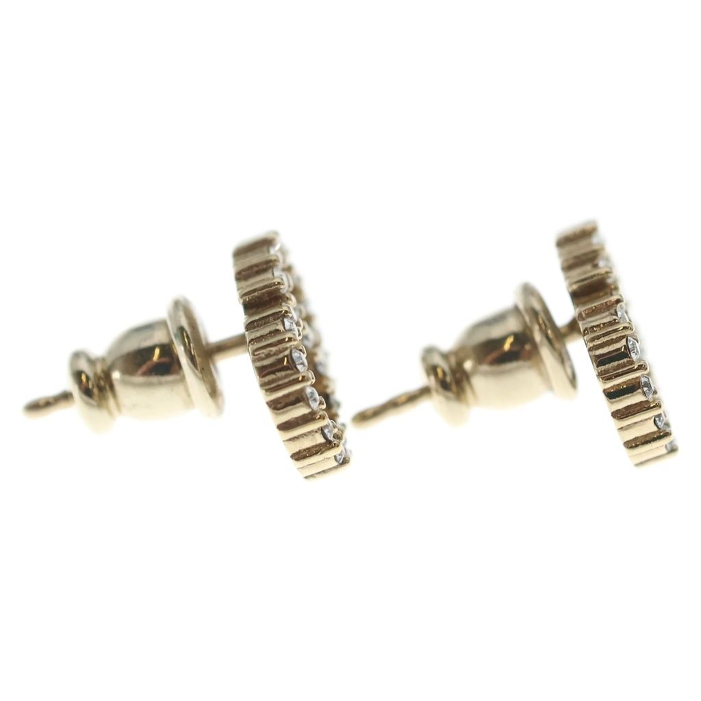 Dior CD Logo Rhinestone Earrings Gold — view 4