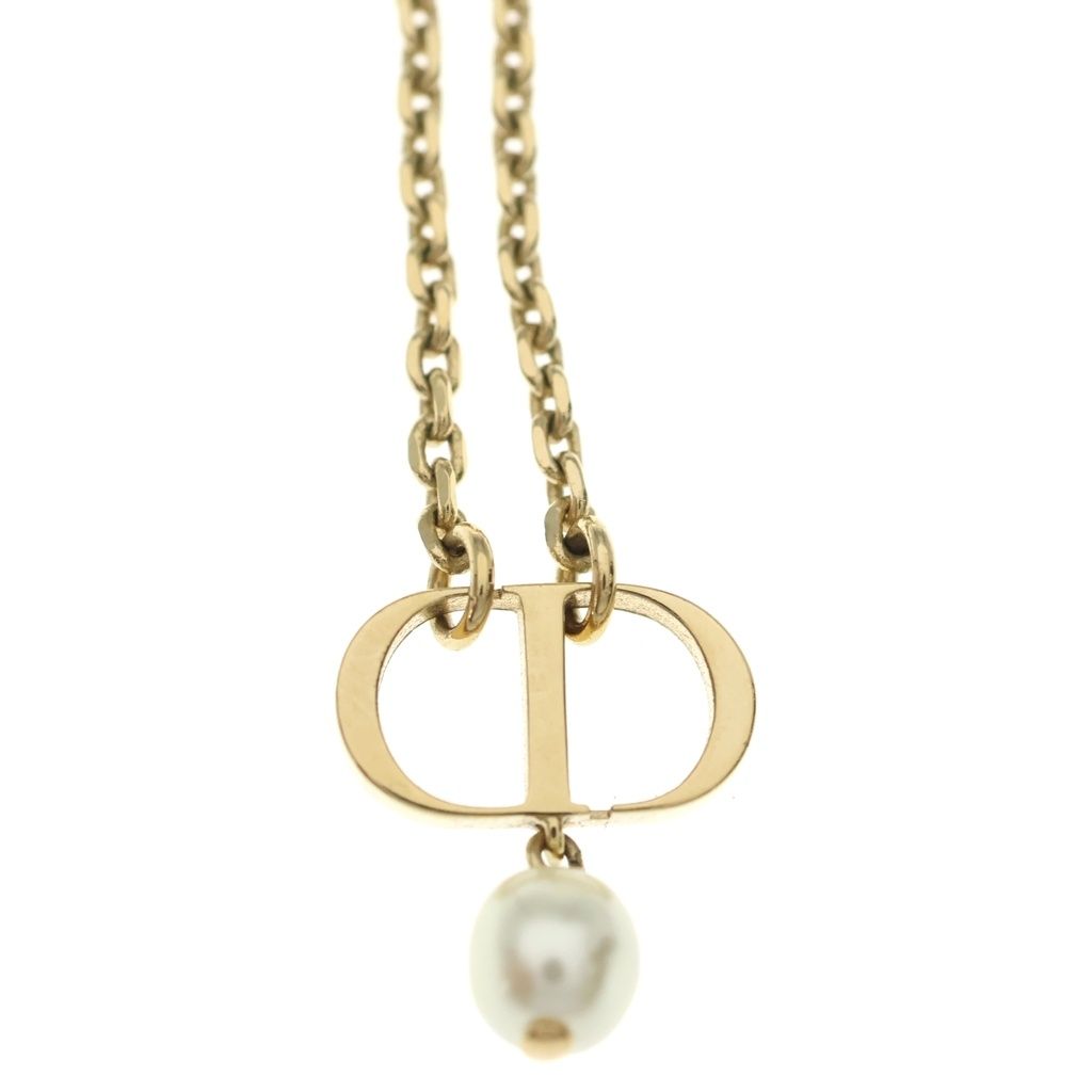 Dior Pearl Logo Pendant Chain Gold — view 3