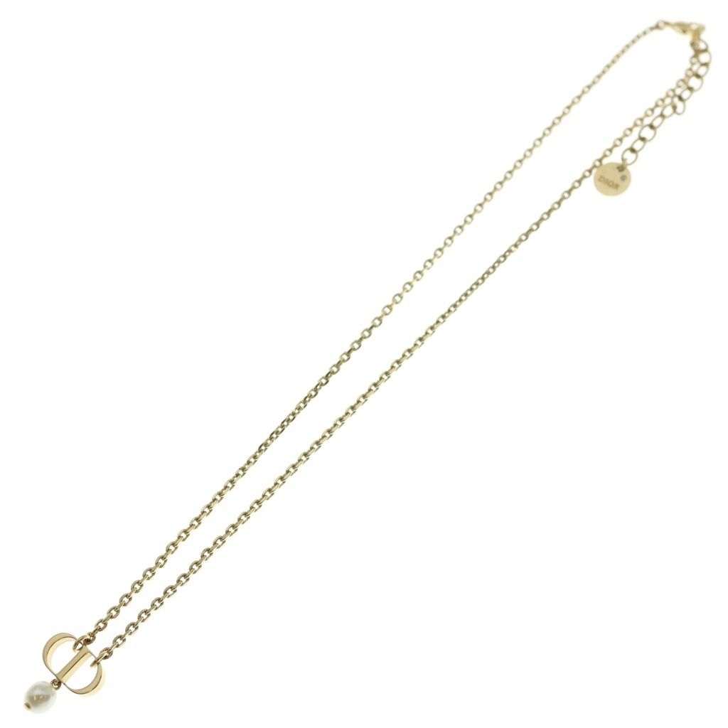 Dior Pearl Logo Pendant Chain Gold — view 2