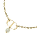 Dior Pearl Logo Pendant Chain Gold