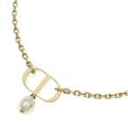 Dior Pearl Logo Pendant Chain Gold
