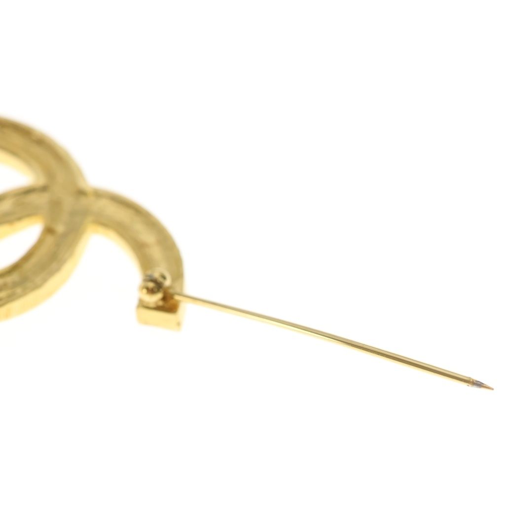 Chanel CC Logo Rhinestone Brooch Pin Badge Gold — view 6