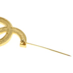 Chanel CC Logo Rhinestone Brooch Pin Badge Gold — view 6