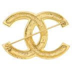 Chanel CC Logo Rhinestone Brooch Pin Badge Gold — view 2