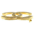 Chanel CC Logo Rhinestone Brooch Pin Badge Gold — view 5