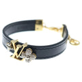 Louis Vuitton LV Iconic Bracelet Leather Gold Plated Black