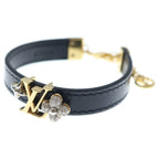 Louis Vuitton LV Iconic Bracelet Leather Gold Plated Black
