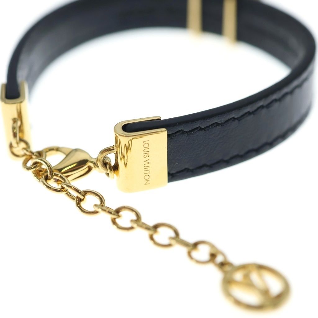 Louis Vuitton LV Iconic Bracelet Leather Gold Plated Black — view 6