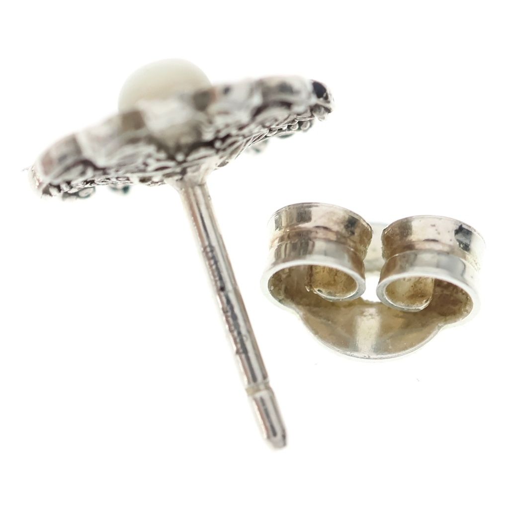 Gucci Double Flower Studded Earrings Silver — view 5
