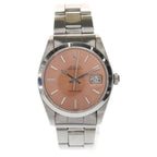 Rolex Oyster Date Precision SS Hand Wound Stainless Steel Watch Salmon Pink Dial