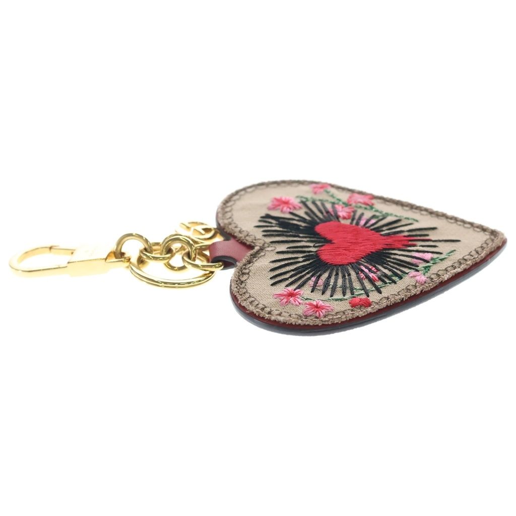 Gucci GG Canvas Heart Motif Key Holder Gold Brown — view 4