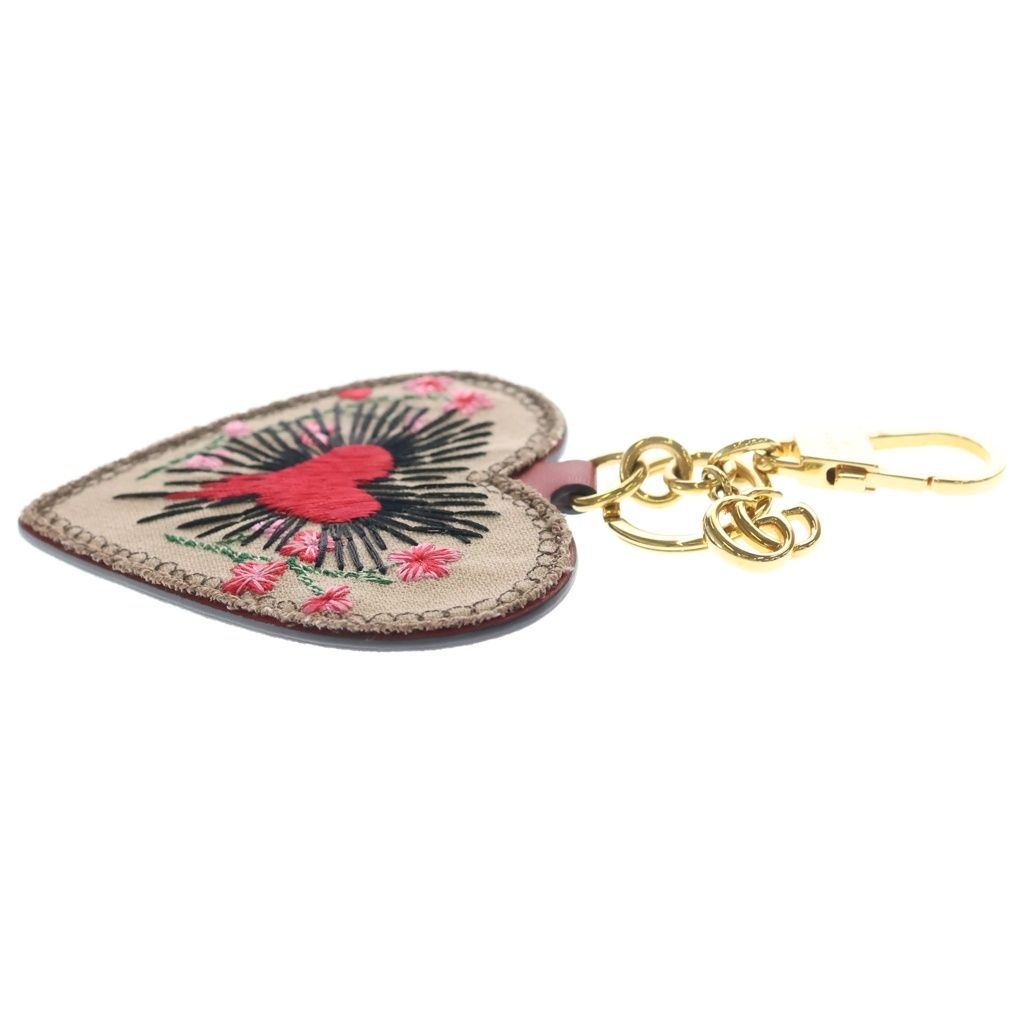 Gucci GG Canvas Heart Motif Key Holder Gold Brown — view 3
