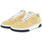 Chanel CC Logo Suede Leather Sneakers Yellow — view 2