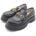 Gucci Horsebit Bee Embroidery Leather Loafers Shoes Black — view 2