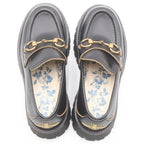 Gucci Horsebit Bee Embroidery Leather Loafers Shoes Black — view 4