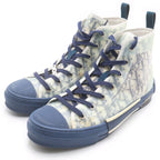 Dior High Top Oblique Sneakers Allover Pattern Cut White Blue — view 2