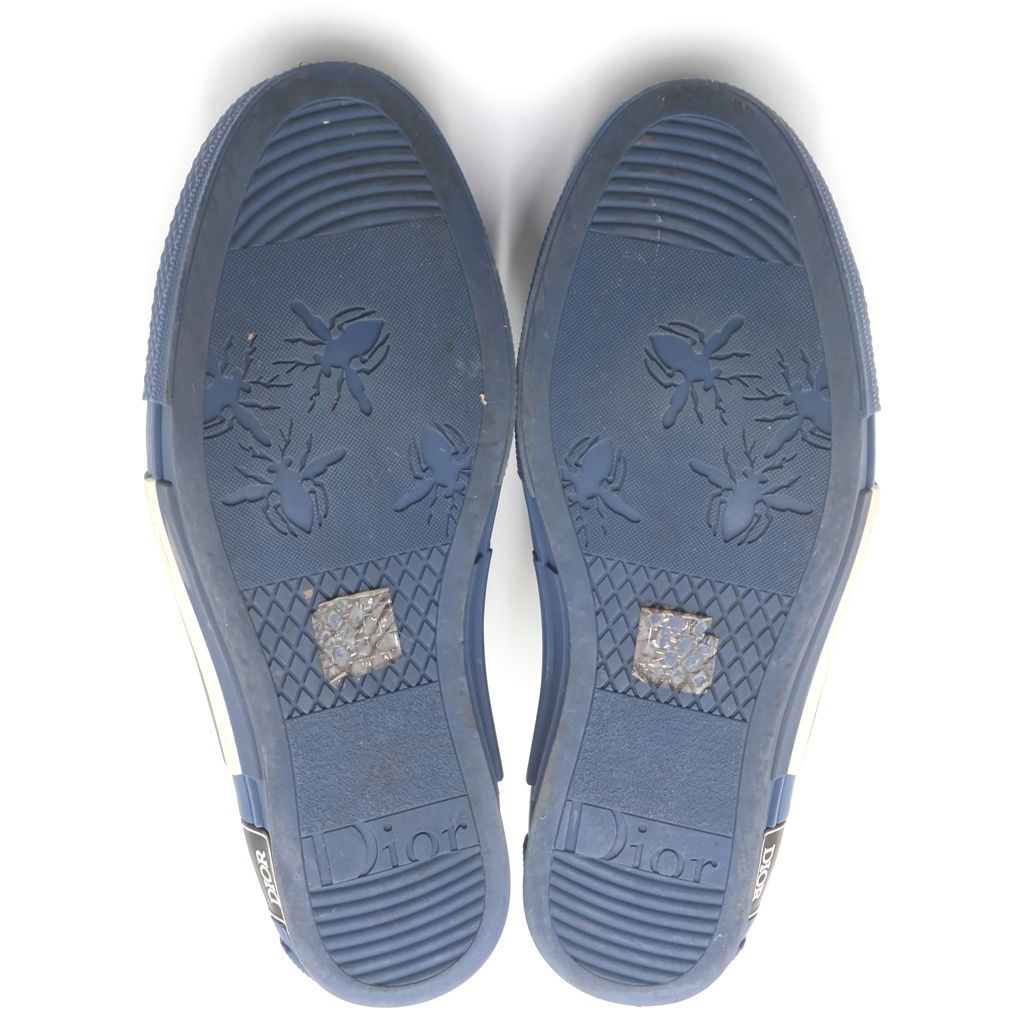Dior High Top Oblique Sneakers Allover Pattern Cut White Blue — view 5