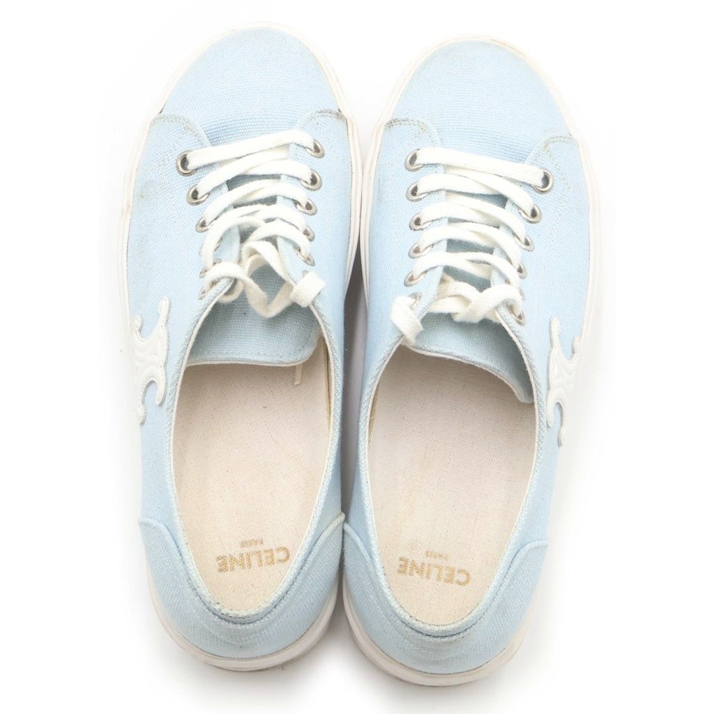 Celine Triomphe Jane Canvas Low Cut Sneakers White Blue — view 4