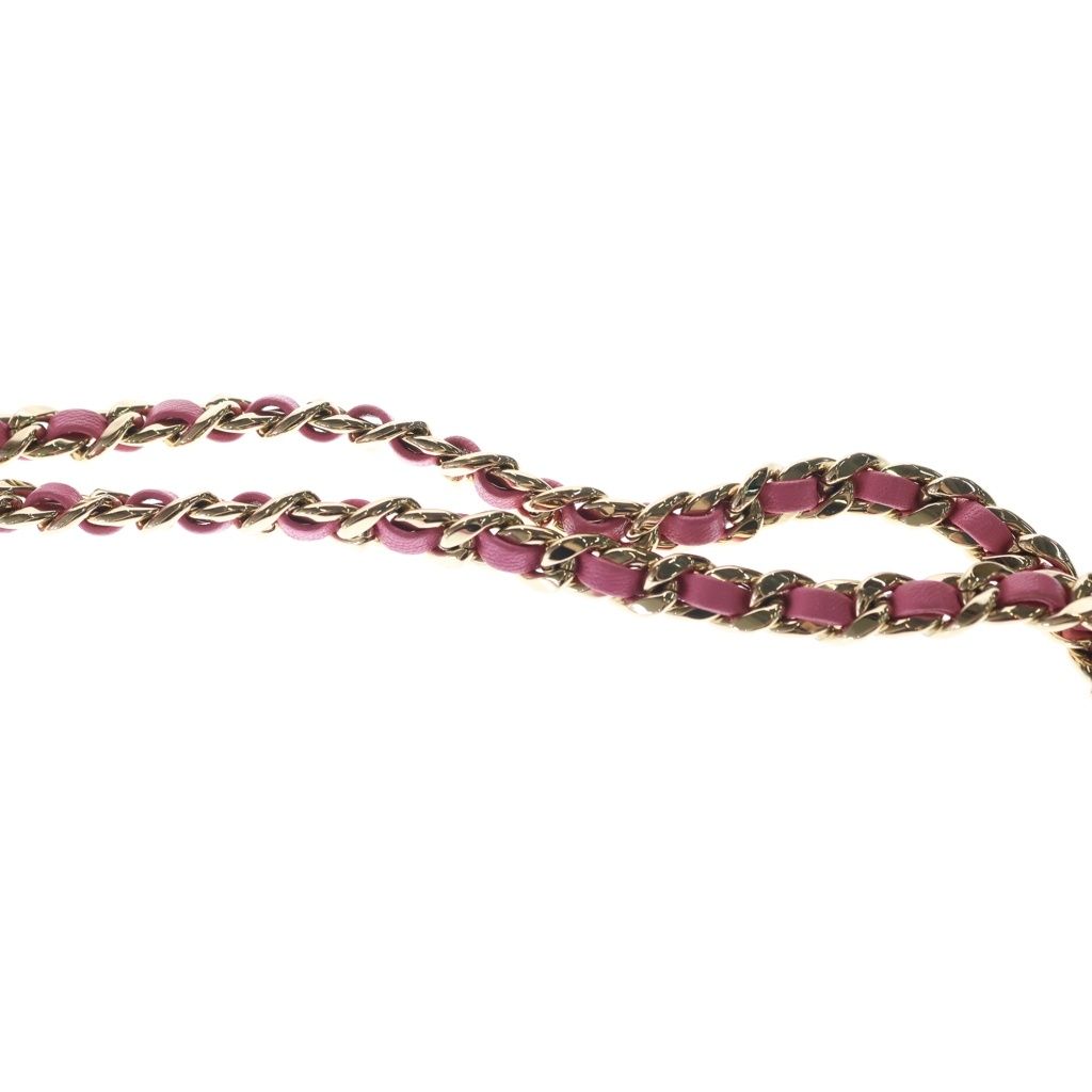 Chanel CC Logo Mini Chain Shoulder Bag Goatskin Leather Pink — view 6