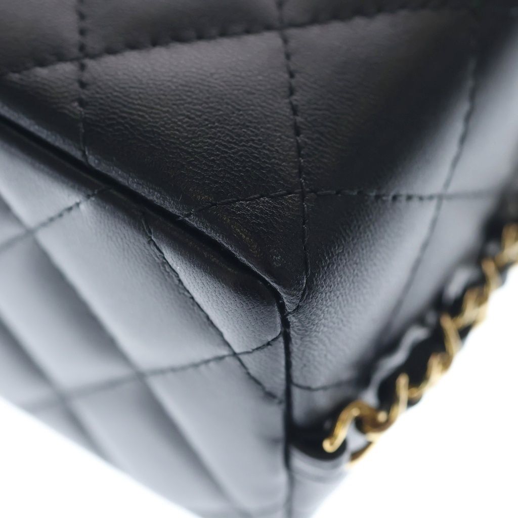 Chanel Quilted Mini Vanity Chain Shoulder Bag Lambskin Leather Gold Black — view 5