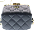 Chanel Quilted Mini Vanity Chain Shoulder Bag Lambskin Leather Gold Black — view 4