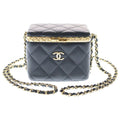 Chanel Quilted Mini Vanity Chain Shoulder Bag Lambskin Leather Gold Black