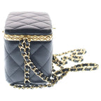 Chanel Quilted Mini Vanity Chain Shoulder Bag Lambskin Leather Gold Black — view 3