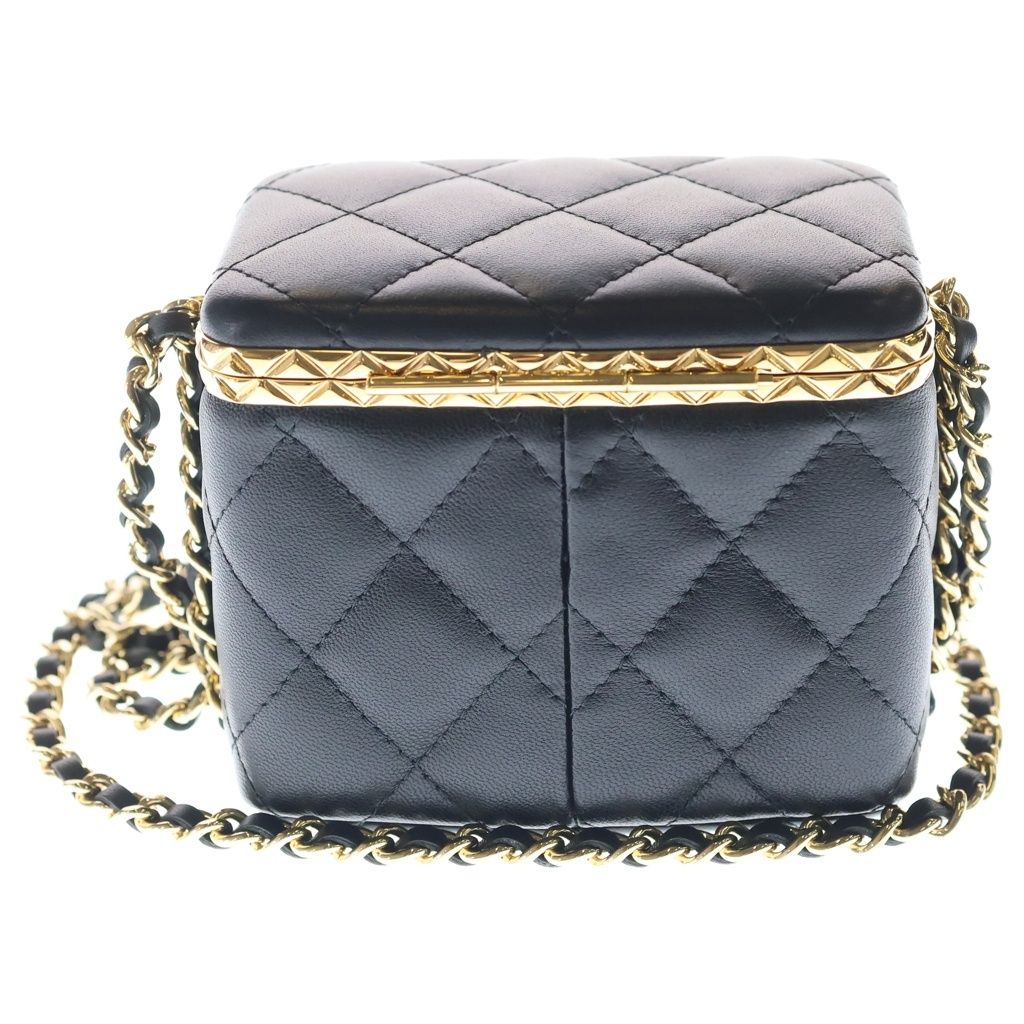 Chanel Quilted Mini Vanity Chain Shoulder Bag Lambskin Leather Gold Black — view 2