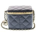 Chanel Quilted Mini Vanity Chain Shoulder Bag Lambskin Leather Gold Black — view 2