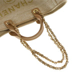 Chanel Deauville MM Canvas Tweed 2-Way Hand Chain Shoulder Tote Gold Beige — view 6