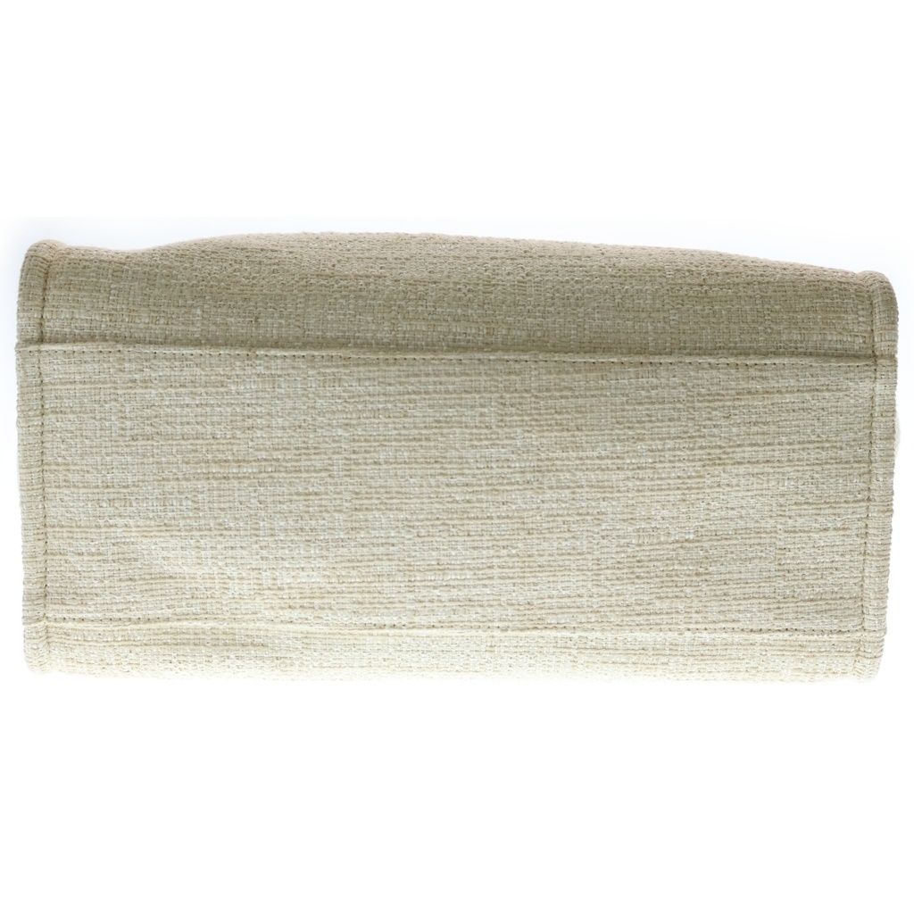 Chanel Deauville MM Canvas Tweed 2-Way Hand Chain Shoulder Tote Gold Beige — view 4